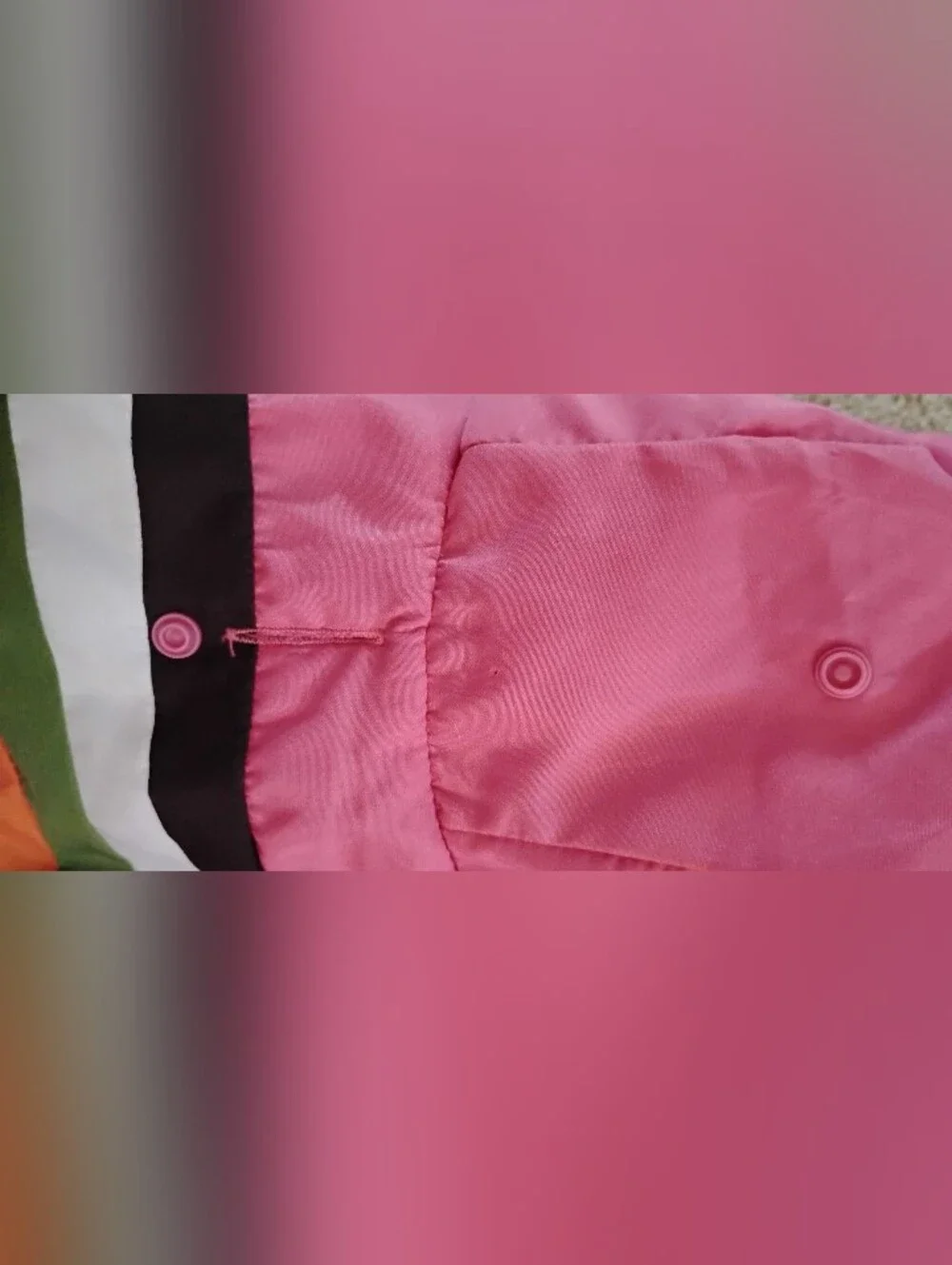 Brand New, Never Worn Pink Hooded Pet Jacket with Multicolor Stripes - Size XXS